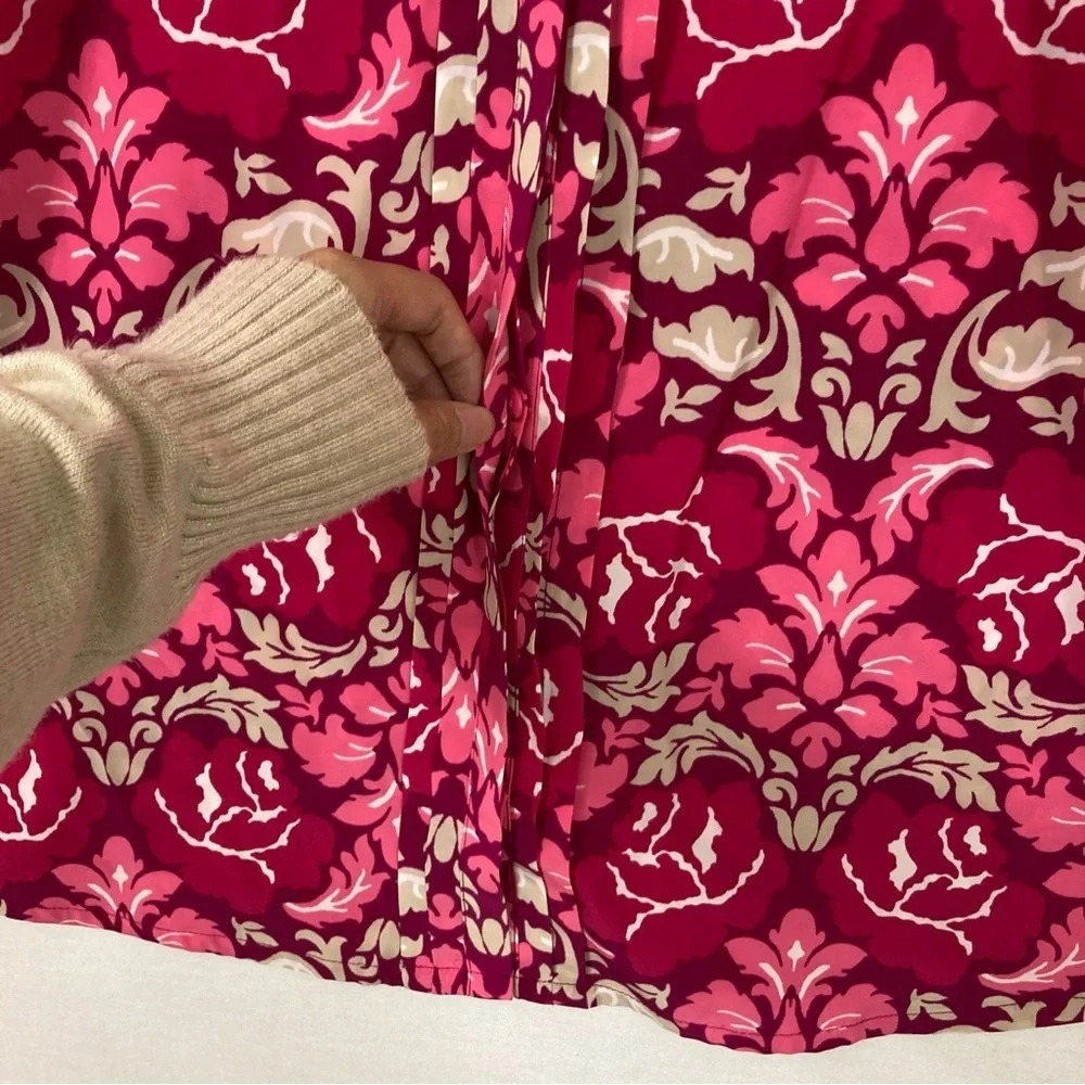 Charter Club Red Pink Long Sleeve Office Career Button Down XL - Picture 4 of 9